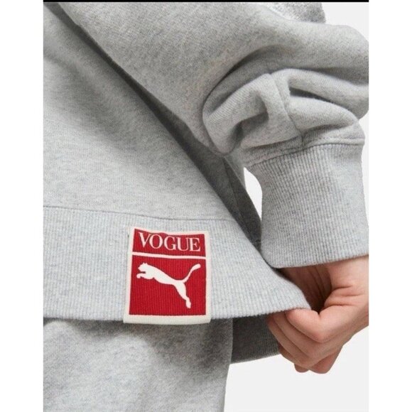 Puma X Vogue Hoodie Unisex Logo Embroidered Heather Gray Style : 536691 NWT - Picture 5 of 12
